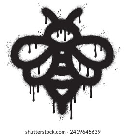 Spray Painted Graffiti bee icon Sprayed isolated with a white background. graffiti bee symbol with over spray in black over white. Vector illustration.