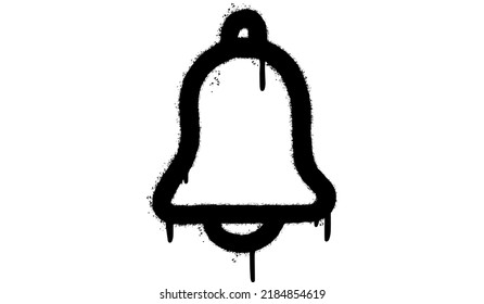 Spray Painted Graffiti bell icon Sprayed isolated with a white background. graffiti bell icon with over spray in black over white. Vector illustration.