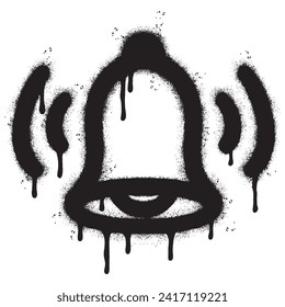 Spray Painted Graffiti bell icon Sprayed isolated with a white background. graffiti bell icon with over spray in black over white. Vector illustration.
