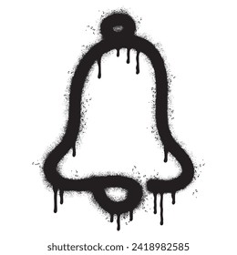 Spray Painted Graffiti bell icon Sprayed isolated with a white background. graffiti bell icon with over spray in black over white. Vector illustration.