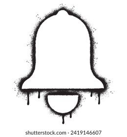 Spray Painted Graffiti bell icon Sprayed isolated with a white background. graffiti bell icon with over spray in black over white. Vector illustration.