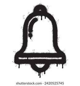 Spray Painted Graffiti bell icon Sprayed isolated with a white background. graffiti bell icon with over spray in black over white. Vector illustration.