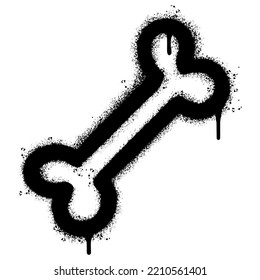 Spray Painted Graffiti bone icon Sprayed isolated with a white background. graffiti bone symbol with over spray in black over white. Vector illustration.