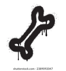 Spray Painted Graffiti bone icon Sprayed isolated with a white background. 