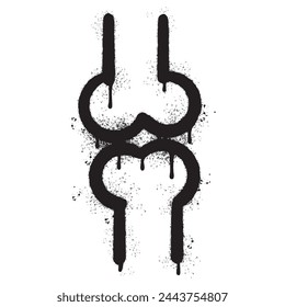 Spray Painted Graffiti bone icon Sprayed isolated with a white background.