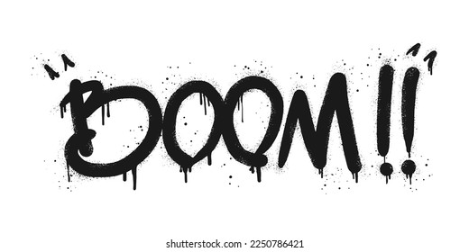 Spray painted graffiti Boom word in black over white. Boom drip symbol.  isolated on white background. vector illustration