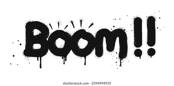 Spray painted graffiti Boom word in black over white. Boom drip symbol. isolated on white background. vector illustration