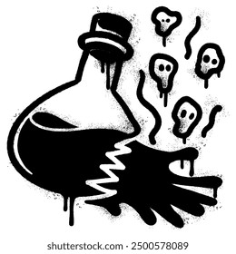 Spray Painted Graffiti Bottle of poison or poisonous chemical toxin icon isolated on white background.