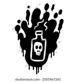 Spray Painted Graffiti Bottle of poison or poisonous chemical toxin icon isolated on white background.