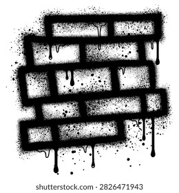 Spray Painted Graffiti Brick Wall Sprayed isolated on white background