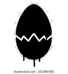Spray Painted Graffiti broken egg icon Sprayed isolated with a white background.