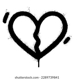 Spray Painted Graffiti Broken heart icon Word Sprayed isolated with a white background. graffiti love break icon with over spray in black over white.