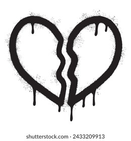 Spray Painted Graffiti Broken heart icon Word Sprayed isolated with a white background. graffiti love break icon with over spray in black over white.