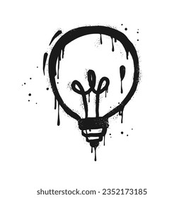 Spray painted graffiti bulb icon. Symbol of idea, creativity drip symbol. isolated on white background. vector illustration