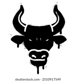 Spray Painted Graffiti bull icon Sprayed isolated with a white background.