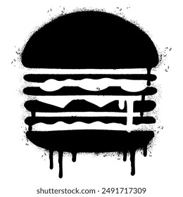 Icono de hamburguesa de graffiti pintado en aerosol aislado sobre fondo blanco. Ilustración vectorial.