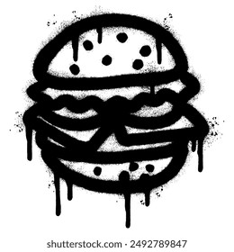 Spray Painted Graffiti burger hamburger icon isolated on white background. vector illustration.