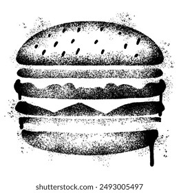 Icono de hamburguesa de graffiti pintado en aerosol aislado sobre fondo blanco. Ilustración vectorial.