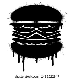 Spray Painted Graffiti burger hamburger icon isolated on white background. vector illustration.