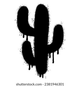 Spray Painted Graffiti cactus icon Sprayed isolated with a white background.