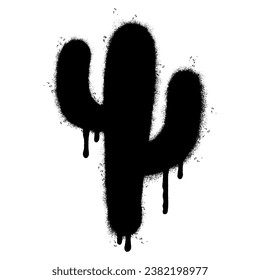 Spray Painted Graffiti cactus icon Sprayed isolated with a white background.