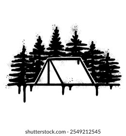 Spray Painted Graffiti Camping tent icon isolated on white background.