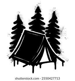 Spray Painted Graffiti Camping tent icon isolated on white background.