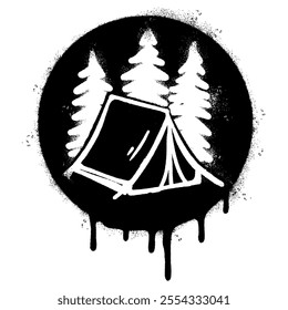 Spray Painted Graffiti Camping tent icon isolated on white background.