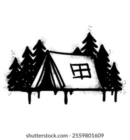 Spray Painted Graffiti Camping tent icon isolated on white background.