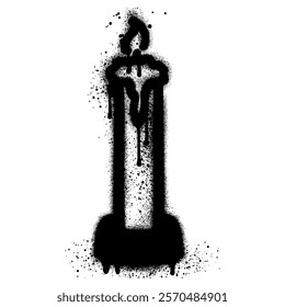Spray Painted Graffiti candle Sprayed isolated with a white background.