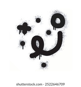 Spray painted Graffiti cartoon effect icon isolated on white background.  cartoon graffiti effect icon with overspray in black on white. Vector illustration.