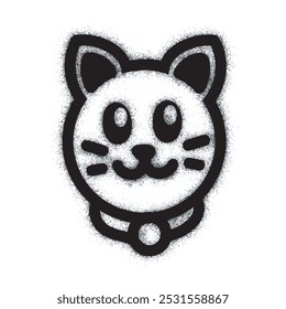 Spray painted graffiti cat head sign in black on white. cute panda symbol. isolated on white background. vector illustration