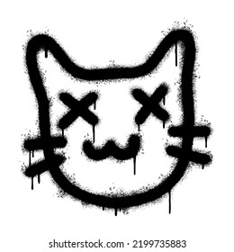 Spray Painted Graffiti cat icon emoticon isolated on white background. vector illustration.