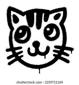 Spray Painted Graffiti Cat icon Word Sprayed isolated with a white background. graffiti Kitty sign with over spray in black over white.