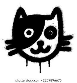 Spray Painted Graffiti Cat icon Word Sprayed isolated with a white background. graffiti Kitty sign with over spray in black over white.