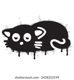 Spray Painted Graffiti Cat icon Word Sprayed isolated with a white background. graffiti Kitty sign with over spray in black over white. Vector illustration.