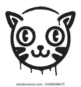 Graffiti pintado en aerosol icono de gato Word Sprayed aislado con un fondo blanco. graffiti Kitty signo con sobre spray en negro sobre blanco. Ilustración vectorial.