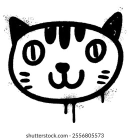 Spray Painted Graffiti Cat icon Word Sprayed isolated with a white background. graffiti Kitty sign with over spray in black over white.