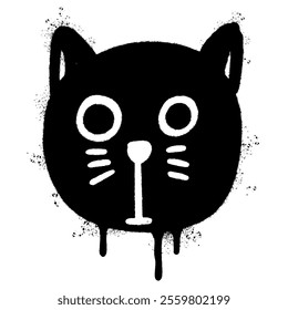 Spray Painted Graffiti Cat icon Word Sprayed isolated with a white background. graffiti Kitty sign with over spray in black over white.