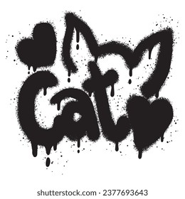 Spray Painted Graffiti cat lover emoticon isolated on white background. vector illustration.