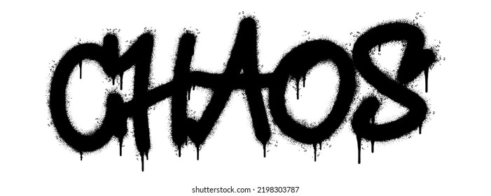 Spray Painted Graffiti Chaos Word Sprayed isolated with a white background. graffiti font Chaos with over spray in black over white. Vector illustration.