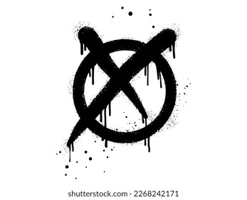 Spray painted graffiti check mark in black over white. X symbol. isolated on white background. vector illustration