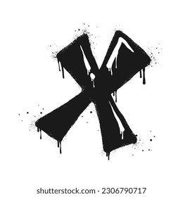Spray painted graffiti check mark in black over white. X symbol. isolated on white background. vector illustration
