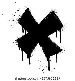 Spray painted graffiti check mark in black over white. X symbol. isolated on white background. vector illustration