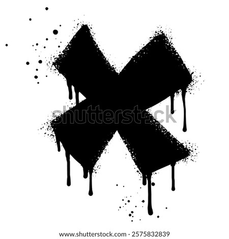 Spray painted graffiti check mark in black over white. X symbol. isolated on white background. vector illustration