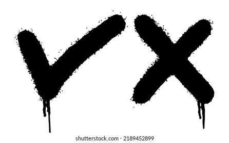 Spray Painted Graffiti Check marks Sprayed isolated with a white background. graffiti Check marks icon with over spray in black over white. Vector illustration.