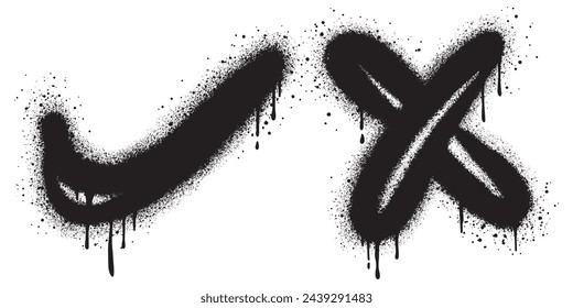 Spray pintado Graffiti Marcas de verificación Sprayed aislado con un fondo blanco. Ilustración vectorial.