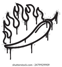 Spray Painted Graffiti Chili pepper icon Sprayed isolated with a white background.