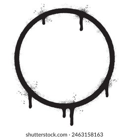 Spray Painted Graffiti Circle icon Sprayed isolated with a white background. graffiti Round symbol with over spray in black over white.