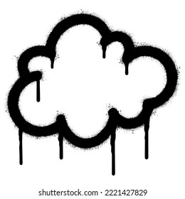 Spray Painted Graffiti cloud icon Sprayed isolated with a white background. graffiti cloud icon with over spray in black over white. Vector illustration.